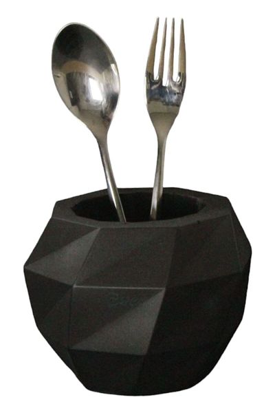 Evene Countertop Cutlery Decorative Upright Cutlery Holder Cylinder Cutlery Black Color Model 20