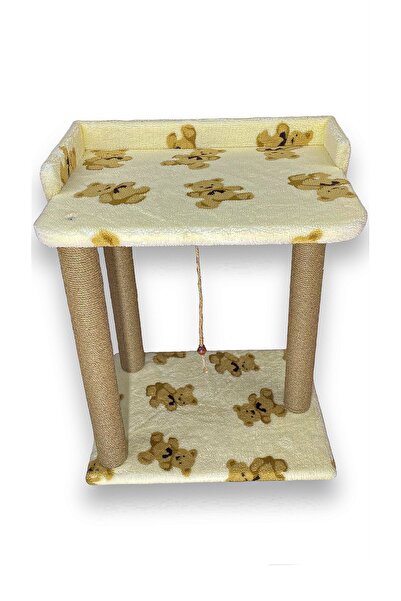 Dumanpet Xl Mega Bed Cat Scratching Board (72x55x40) Beige Teddy Bear Printed