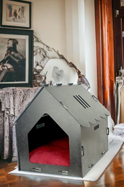 Genel Markalar Kedi Evi Kedi Yuvası Siyah Ahşap Kedi Kulübesi Model 4