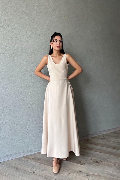 Seda Yalçın Atelier Beige Flared Dress - Thick Strap Detail