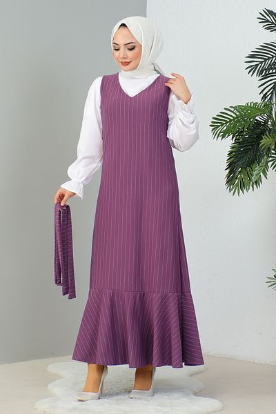 MODAQU Gilet με στρώσεις δαμάσκηνου με ριγέ και ζώνη