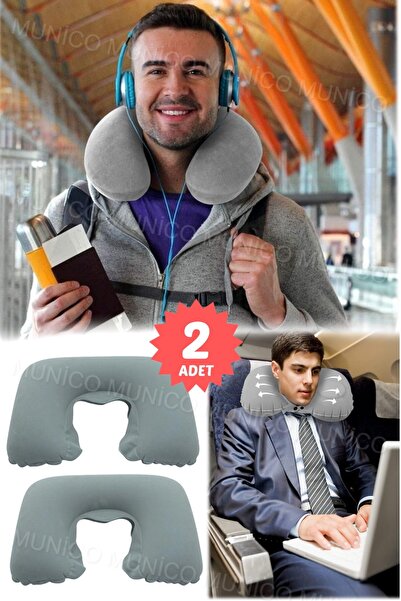 Munico 2 Adet Uçak Araba Otobüs Tatil Uyku Yastığı Ergonomik Yolculuk Araç iç...