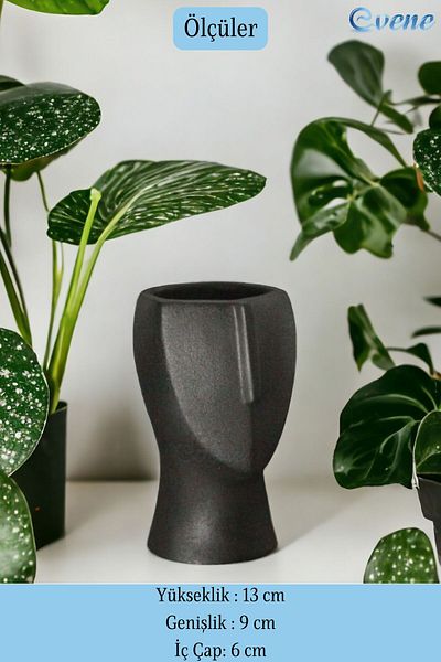 Evene Decorative Upright Spoon Holder - Cylinder and Top Spoon Holder Black Color Model 23
