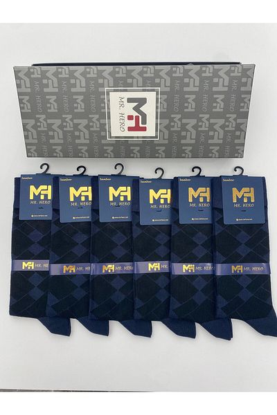 MRHERO Комплект от 6 мъжки дълги чорапи с аромат на парфюм в тъмносин бамбук