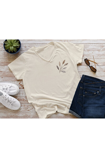 FAVORİST Tricou din bumbac cu decolteu în V OLIVE DALI