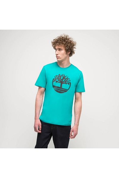 Timberland Ανδρικό μπλουζάκι με λογότυπο Tree τιρκουάζ με στρογγυλή λαιμόκοψη