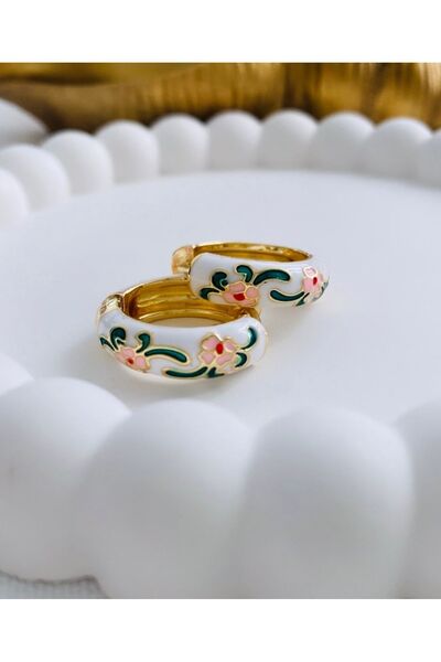 VNS Accessories خمر زهرة نمط هوب الأقراط