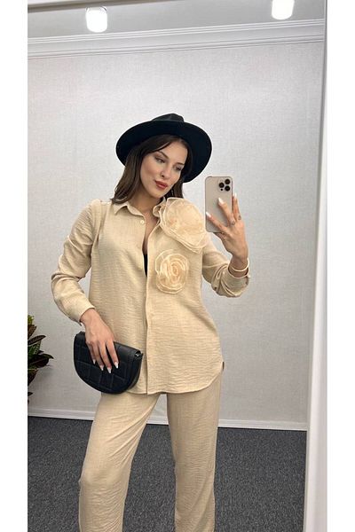 Leylakco Aurora Rose Detailed Stylish Double Suit Set