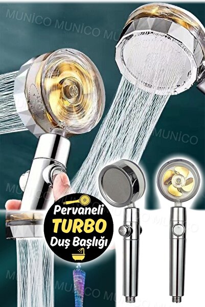 Munico Duş Başlığı Turbo Fanlı Duş Başlığı 360 Derece Dönen Tuşlu Duş Başlık ...