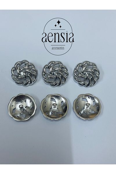 aensia metal Coat Jacket Trench Knot - Silver Ball Knit Model, 2.29 CM - Pack of 6