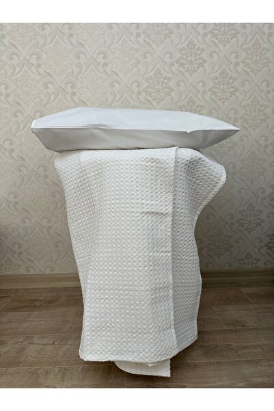 Muteks Premium %100 Pamuk Tek Kişilik Pike Seti, Yazlık Örtü ve Yastık Kılıfı (BEYAZ RENK) (160x240cm)