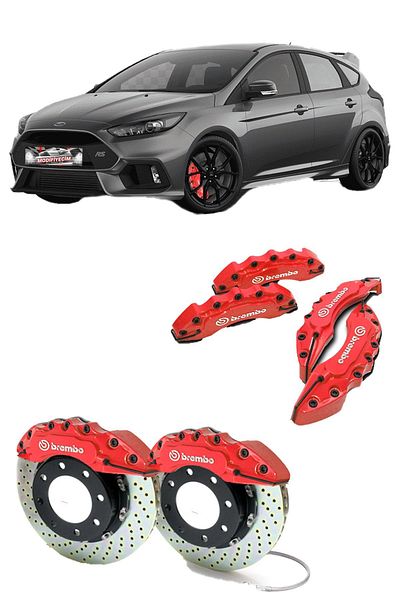 GÜRHAN SHOP Red 4-Piece Caliper Cover Set with Oil Hose for Kia Cerato