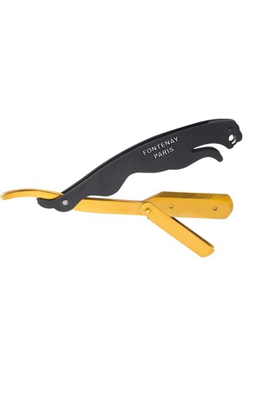 Fontenay Razor with Cover - Attachable Shaped Steel Beard Razor - Stainless Matte Yellow/Black