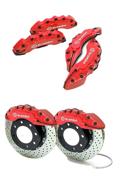 GÜRHAN SHOP Red 4-Piece Caliper Cover Set with Oil Hose for Kia Cerato