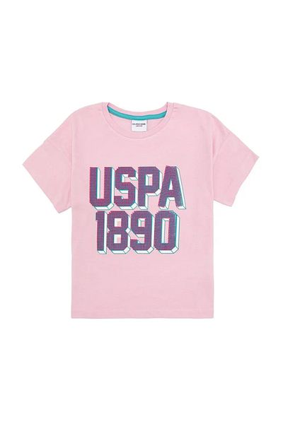 U.S. Polo Assn. BAZA. Polo Assn. Set de pijamale și bermude din bumbac cu mâneci scurte pentru fete