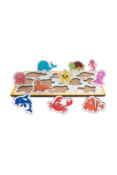 Hopiers Wooden Educational Colorful Sea Animals Puzzle - Jigsaw Puzzle