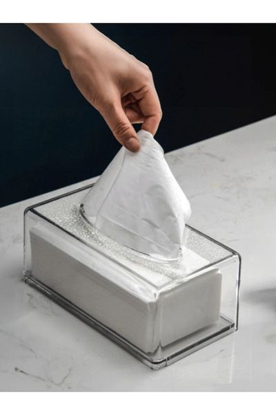 F BLACKSTONE Transparent Rectangular Acrylic Napkin - Z Napkin Compatible Organizer