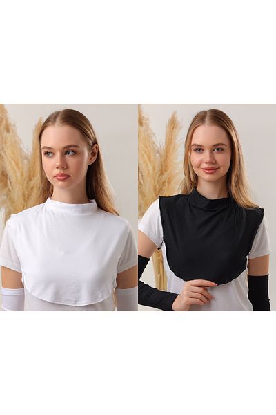 Melodi Scarf Ασπρόμαυρο γυναικείο χιτζάμπ - 2 γιακάς στον λαιμό