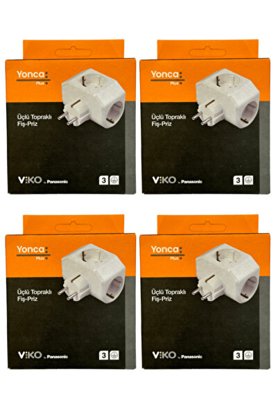 VİKO Viko Triple Grounded Plug Socket Clover Plus White (4 قطع)