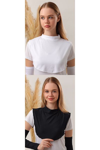 Melodi Scarf Ασπρόμαυρο γυναικείο χιτζάμπ - 2 γιακάς στον λαιμό