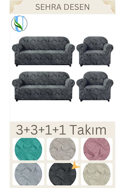 Uy Style Tekstil SEHRA Patterned Uy Style Jacquard Sofa and Sofa Set - 3+3+1+1 Set