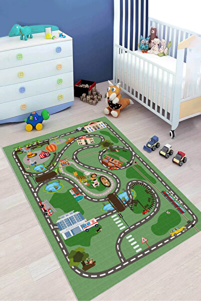 Thalia Home Kaymaz Taban Yıkanabilir Eğitici Baskılı Cocuk Halısı Oyun Matı