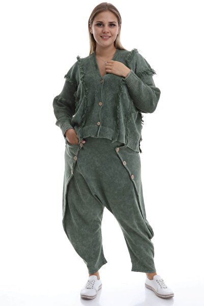 Mia Butik Plus Size Bohemian Khaki Cardigan