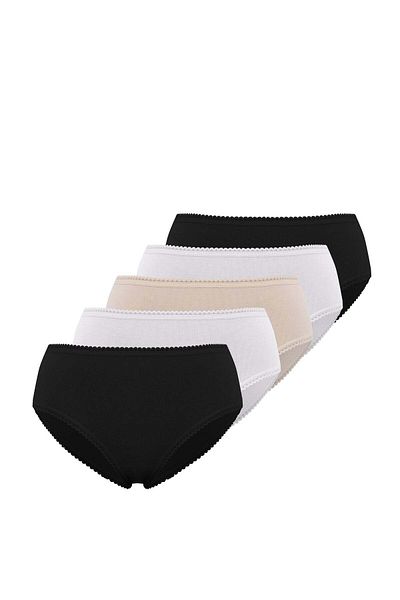 WESTMARK LONDON Slip pentru femei din bumbac midi 5 piese - maro, alb, negru nervurat EVA RIB MIDI