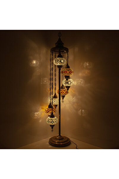 mosland home Mozaik 7'li Lambader, Köşe Lambası, Otantik Osmanlı Lambaları, D...