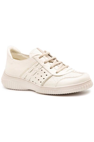 Mammamia D24YA-3580 Bej Cilt Deri Comfort Kadın Ayakkabı