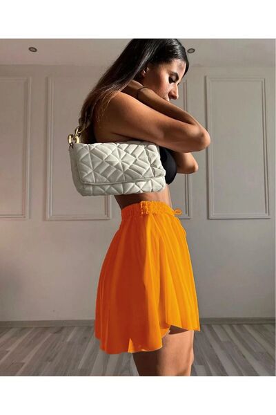 Hunors Sportswear & Company Fustă sport albă pentru damă - portocaliu, cu croială lejeră și cu detaliu interior pentru colanți