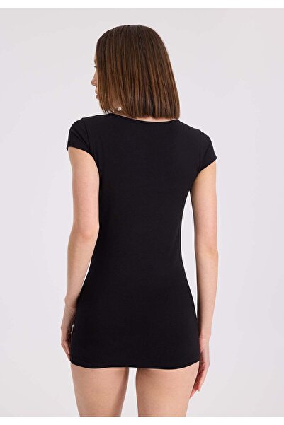 WESTMARK LONDON Black Cotton Elastane 3-Piece Tank Top - Crew Neck, Short Sleeve, Women's OLIVIA CAPSLEEVE TOP