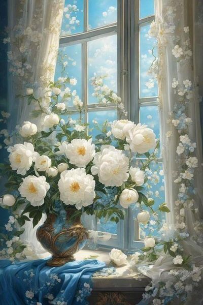 dialands 33x51 cm White Flower Patterned DM227