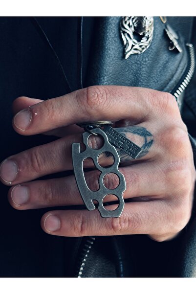 CAPO by Aytaç Yamaç Deri İpli Punch Yumruk Motorcu Stili Kolye Eskitme Gümüş ...