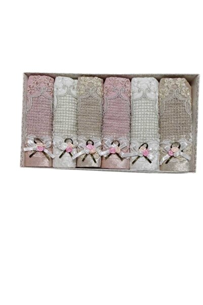 CENGİZ ÇEYİZ Durul 6'lı Kutulu Kadife Orkide Güpürlü 30x50 Mutfak Havlusu 589