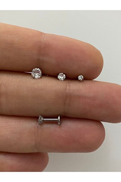 Arescollection Cerrahi Çelik Tek Taş Tragus Dudak Lobe Piercing