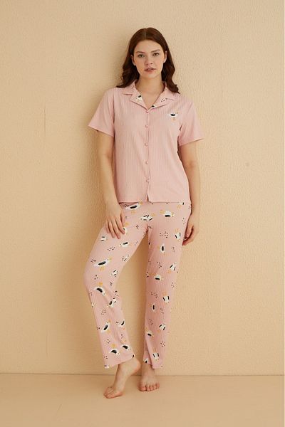 Farya Home Set de cămașă și pijama cu mânecă scurtă, cu model de paiete
