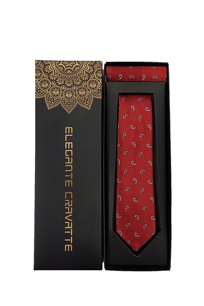 Elegante Cravatte Red Shawl Pattern Tie And Handkerchief