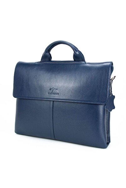KANGAROO KINGDOM Lacivert Erkek Laptop & Evrak Çantası Hakiki Dana Deri 2138-l