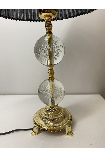asellus Şehzade Crystal Glass Bulk Lampshade Knitted Hat, Gold plated table lamp, lampshade, lampshade home gifts