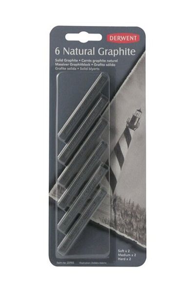 Derwent Natural Graphite Natural Graphite Blocks 6 Pack Blister