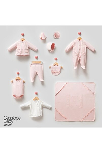 Cassiope 10'lu Zıbın Takımı- Hastane Çıkış Seti %100 Pamuklu Kumaş (PEMBE Renk)