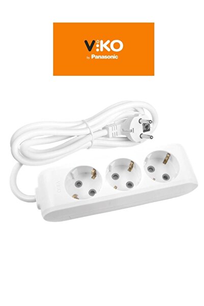 VİKO Viko Multi-let 3'lü Topraklı Çocuk Korumalı Grup Priz 2 Metre Kablolu