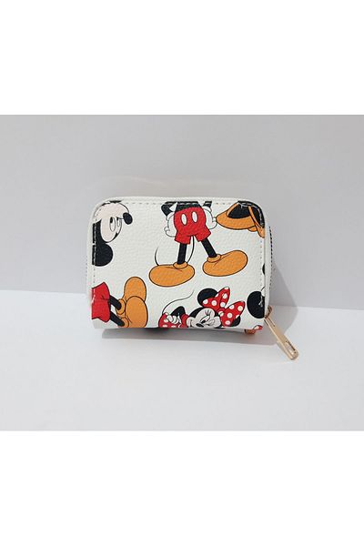 renkli çiçekler Children's Wallet 11x8 CM Mickey Mouse Patterned Children's Wallet