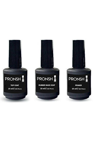 Pronsh Üçlü Set , Rubber Base Coat , Top Coat , Primer 15ml
