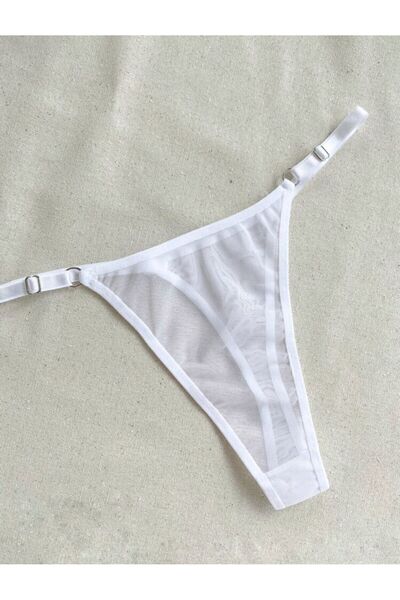 La Linaa Γυναικείο Σετ σουτιέν με στρινγκ από λευκό τούλι