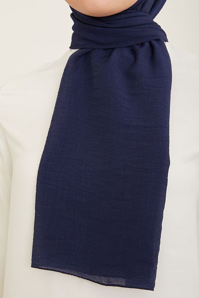 FRESCO SCARFS Woody Armine Trend Cotton Hijab Hijab - ΣΚΟΥΡΟ ΜΠΛΕ