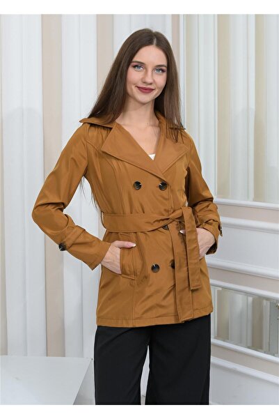 Nuseel Дамско късо палто от новия сезон, цвят камел