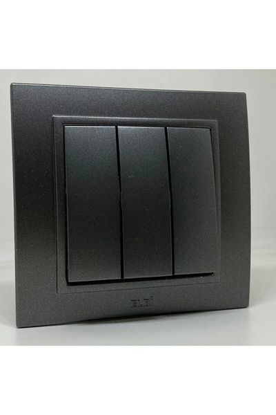 ELBİ Zena Triple Switch Socket Framed Smoked