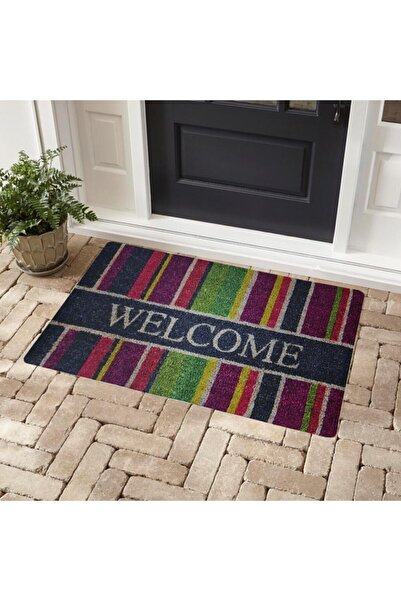 Myfloor Πολύχρωμο Welcome Printed Ποιοτικό Λαστιχένιο Πατάκι Πόρτας